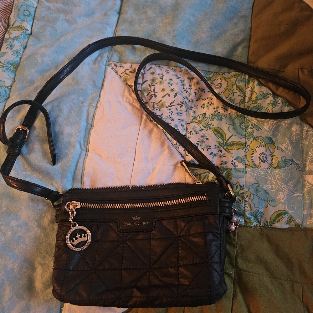 Juicy Couture Black Quilted Crossbody Bag - Y2k